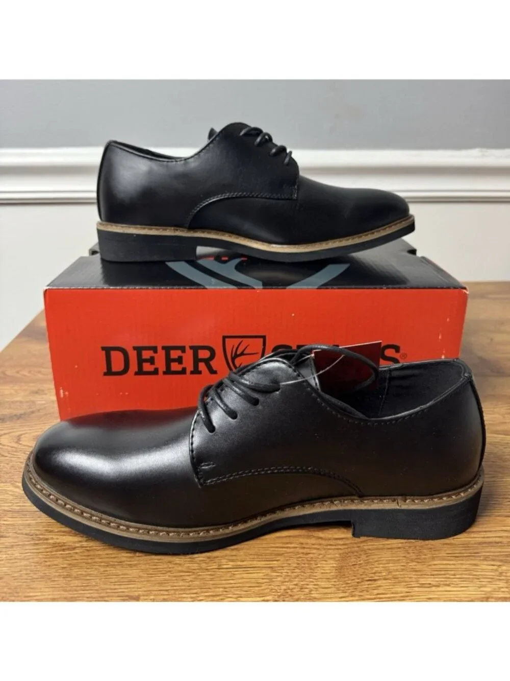 Deer Stags Denny Boys Round Oxford Shoes in Black Size 5.5 M Big Kid